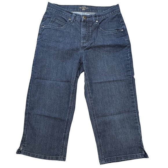 Riders By Lee Womens Blue Denim Capri Jeans Size 8 Medium Pockets Cotton Blend - Picture 1 of 13